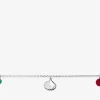 Chaîne de cheville coquillage argent 925‰ rhodié, corail et turquoise reconstituée SO OR