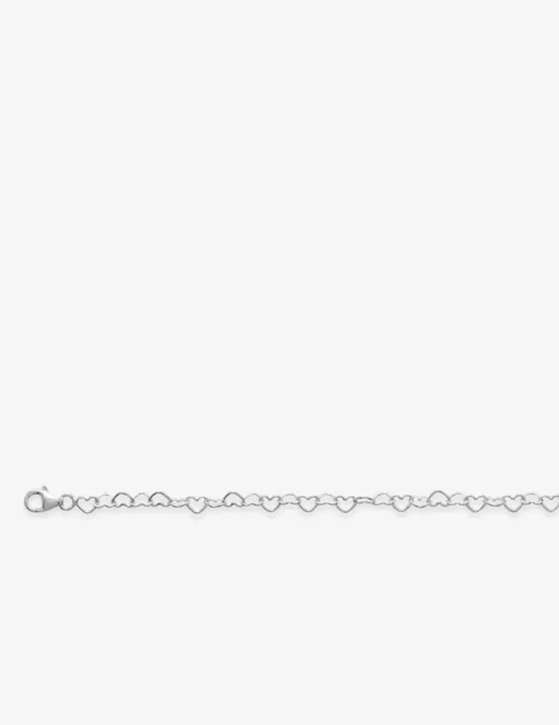 Chaîne de cheville cœurs 4 mm argent 925‰ rhodié SO OR