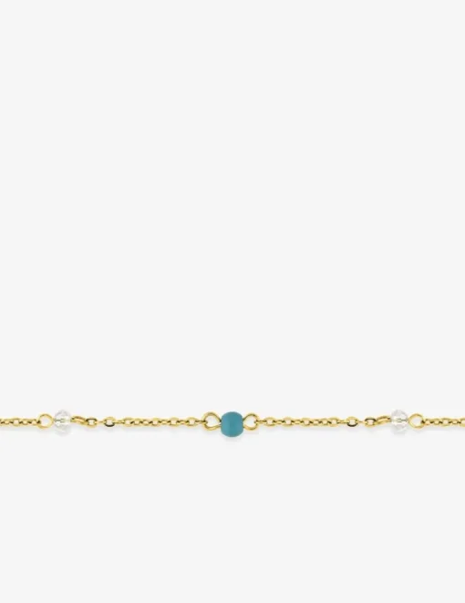 Chaîne de cheville en acier doré et turquoises synthétiques SO OR