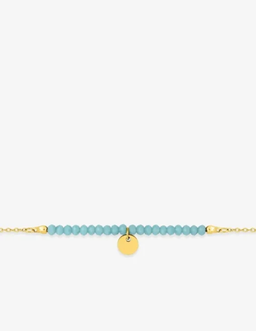 Chaîne de cheville en acier doré, cristaux turquoise SO OR