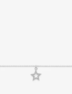 Chaîne de cheville forçat argent rhodié 925 ‰ et motif étoile ajourée oxyde de zirconium SO OR