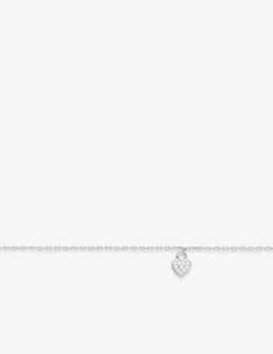 Chaîne de cheville forçat argent rhodié 925 ‰ et motif cœur oxyde de zirconium SO OR