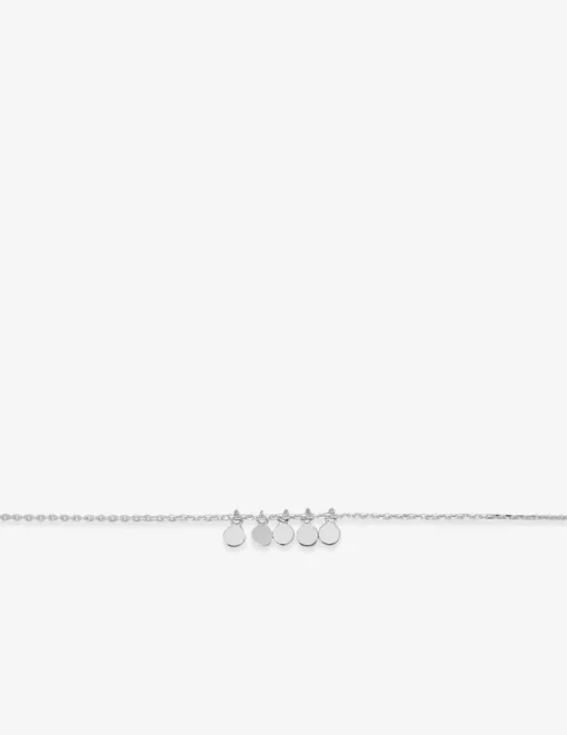 Chaîne de cheville forçat argent rhodié 925 ‰ et breloques jeton SO OR