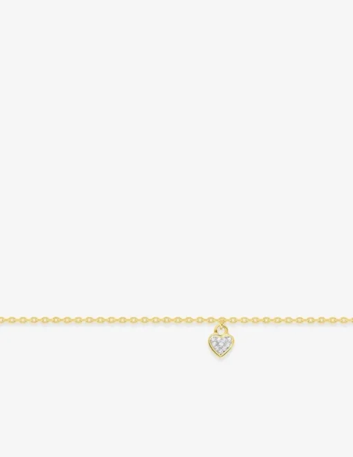 Chaîne de cheville plaqué or et cœur oxydes de zirconium SO OR
