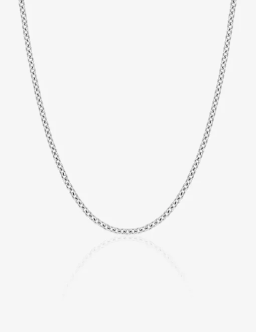 Chaîne forçat rond or blanc 375‰ 1 mm SO OR