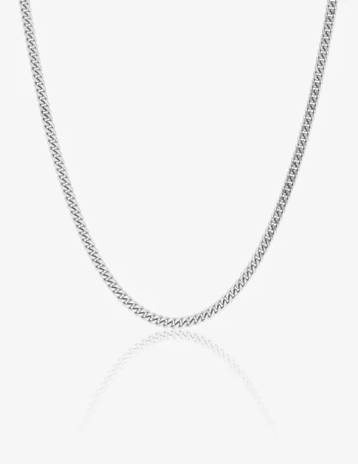 Chaîne gourmette diamantée or blanc 375‰ 1,8 mm SO OR