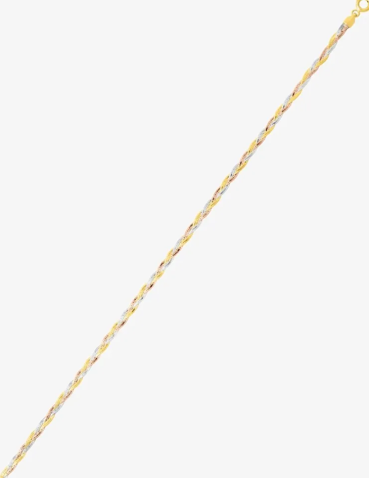 Chaîne tresse tricolore or 375 ‰ SO OR