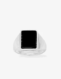 Chevalière argent rhodié 925 ‰ et onyx rectangle SO OR