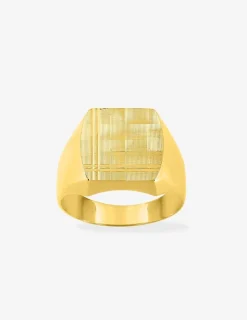 Chevalière creuse or jaune 750 ‰, plateau fantaisie 10x12 mm SO OR