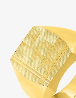 Chevalière creuse or jaune 750 ‰, plateau fantaisie 10x12 mm SO OR
