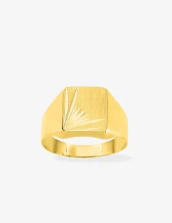 Chevalière creuse or jaune 375 ‰, plateau fantaisie 9x9 mm SO OR