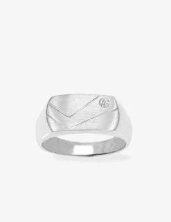 Chevalière fantaisie argent rhodié 925 ‰ et oxyde de zirconium SO OR