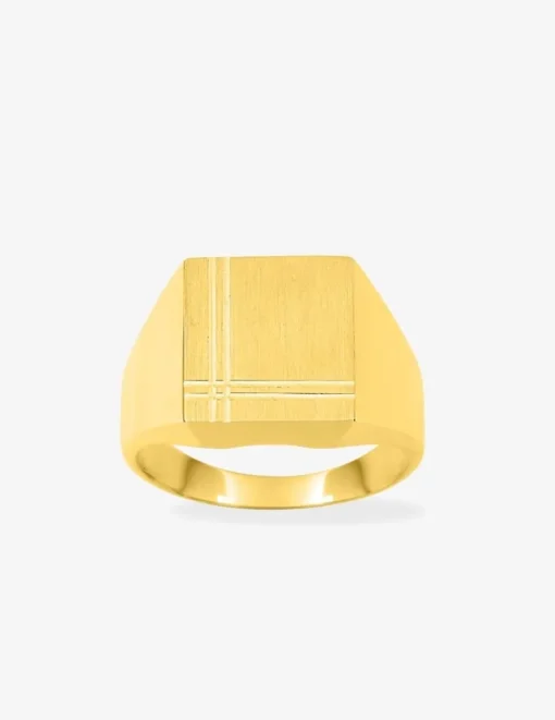 Chevalière fantaisie or jaune 750 ‰, massive, plateau 11x11 mm SO OR