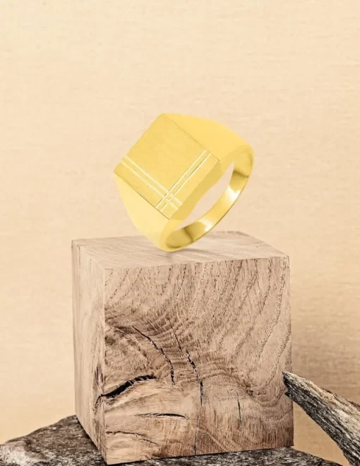 Chevalière fantaisie or jaune 375 ‰, massive, plateau 11x11 mm SO OR