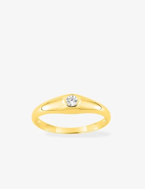 Chevalière jonc anglais or jaune 750 ‰ et oxyde 0,10 ct SO OR