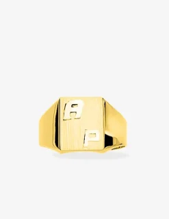 Chevalière or jaune 750 ‰, massive, plateau carré 10x10 mm SO OR
