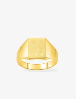 Chevalière or jaune 375 ‰, massive, plateau carré 10x10 mm SO OR