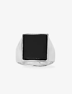 Chevalière plateau carré onyx 15 mm argent 925‰ rhodié SO OR