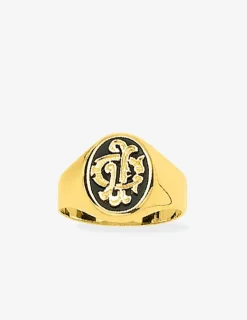 Chevalière plateau ovale 10 mm onyx et or jaune 375‰ SO OR