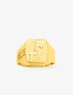 Chevalière plateau rectangle 11 x 9 mm or jaune 375‰ SO OR