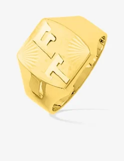 Chevalière plateau rectangle 11 x 9 mm or jaune 375‰ SO OR