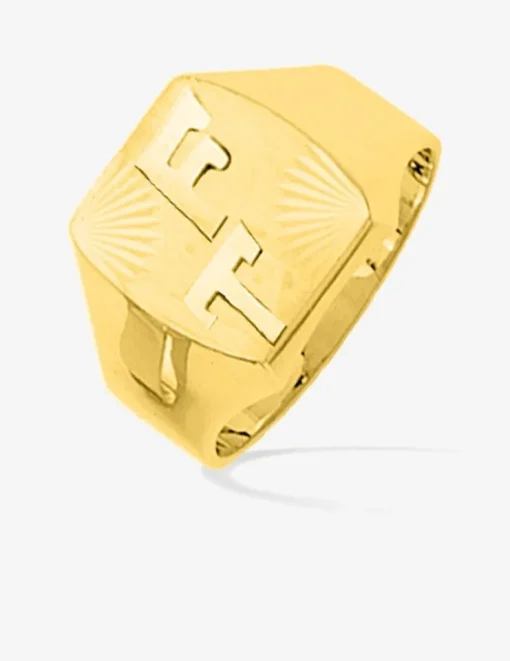Chevalière plateau rectangle 11 x 9 mm or jaune 375‰ SO OR
