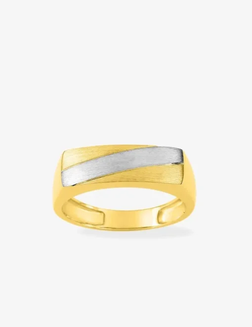 Chevalière plateau rectangle brossé plaqué or et rhodium SO OR