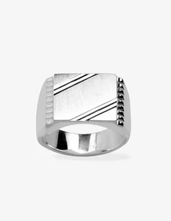 Chevalière plateau rectangle 15 x 11 mm argent 925‰ rhodié SO OR