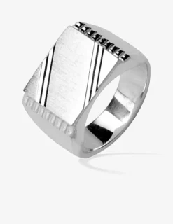 Chevalière plateau rectangle 15 x 11 mm argent 925‰ rhodié SO OR