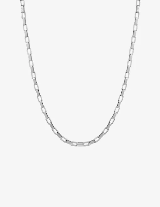 Collier acier chaine forçat ronde miroir rectangle SO OR