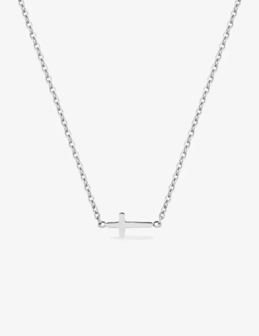 Collier acier chaîne forçat et croix SO OR