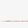 Collier acier doré, boules de verre rose SO OR