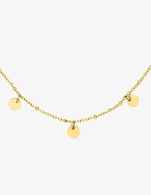 Collier acier doré, breloques rondes SO OR
