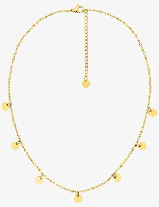 Collier acier doré, breloques rondes SO OR