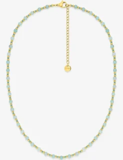 Collier acier doré, cristaux et perles de verre SO OR