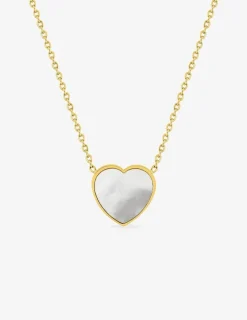 Collier acier doré cœur nacre SO OR
