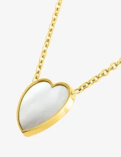 Collier acier doré cœur nacre SO OR