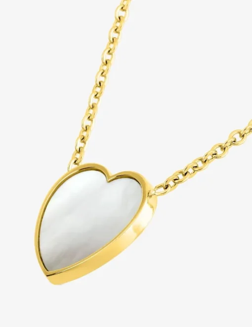 Collier acier doré cœur nacre SO OR
