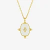 Collier acier doré et motif laque blanche SO OR