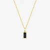 Collier acier doré et oxyde de zirconium noir rectangle SO OR