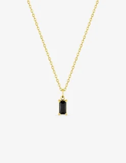 Collier acier doré et oxyde de zirconium noir rectangle SO OR
