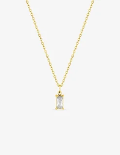 Collier acier doré et oxyde de zirconium blanc rectangle SO OR