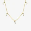 Collier acier doré et oxydes de zirconium blancs rectangles SO OR