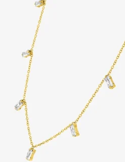 Collier acier doré et oxydes de zirconium blancs rectangles SO OR