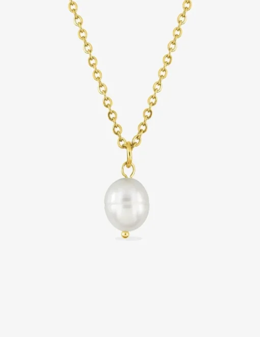 Collier acier doré et perle SO OR