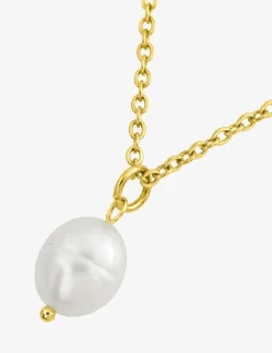 Collier acier doré et perle SO OR
