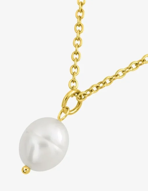 Collier acier doré et perle SO OR