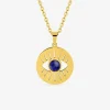 Collier acier doré pendentif œil et lapis-lazuli bleue SO OR