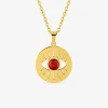 Collier acier doré pendentif œil et turquoise rouge SO OR