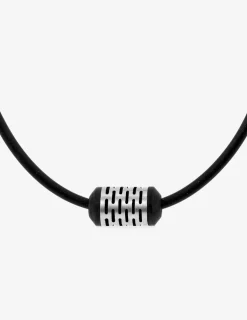 Collier acier et matière synthétique avec pendentif moderne SO OR